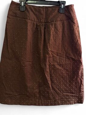 Isaac Mizrahi Brown and Yellow Embroidered Midi Skirt